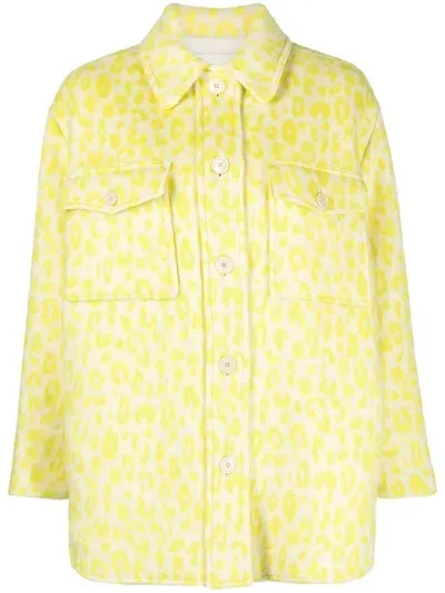 Isabel Marant Odelino Leopard-print Wool Jacket In Yellow