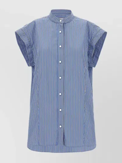 Isabel Marant Women's Striped Cotton Shirt With Asymmetric Hem In Light Blue