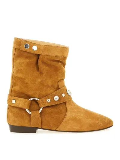 Isabel Marant Stud-embellished Suede Boots In Light Brown