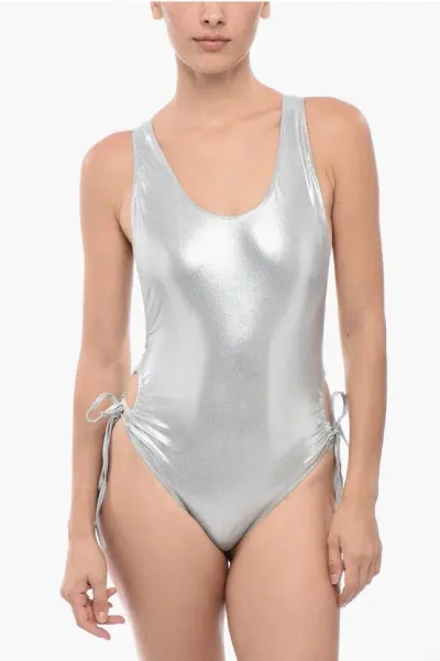 Isabel Marant Symis One-piece Swimsuit With Cut Out Detail In Metallic