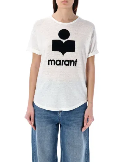 Isabel Marant Cotton T-shirt With Flocked Logo In White