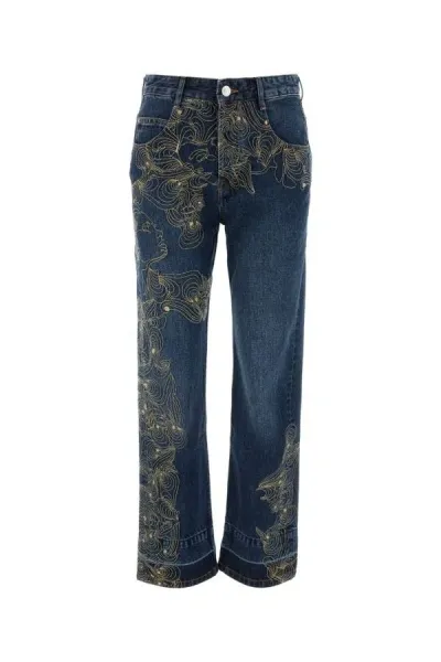 Isabel Marant Embroidered Straight Leg Jeans In Multicolor