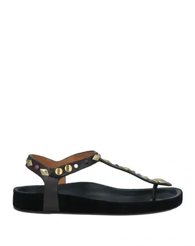 Isabel Marant Woman Thong Sandal Black Size 6 Calfskin