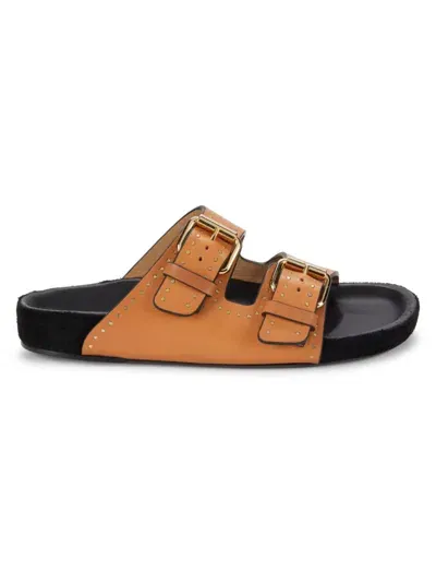 Isabel Marant Lennyo Buckle-detail Slides In Brown