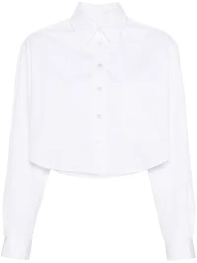 Isabel Marant Fleora Cropped Poplin Shirt In White