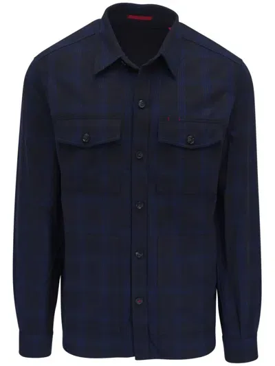 Isaia Check-pattern Shirt In Blue