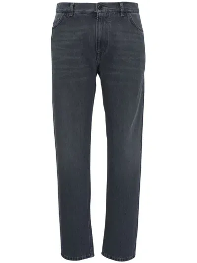 Isaia Cotton Straight-leg Jeans In Grey