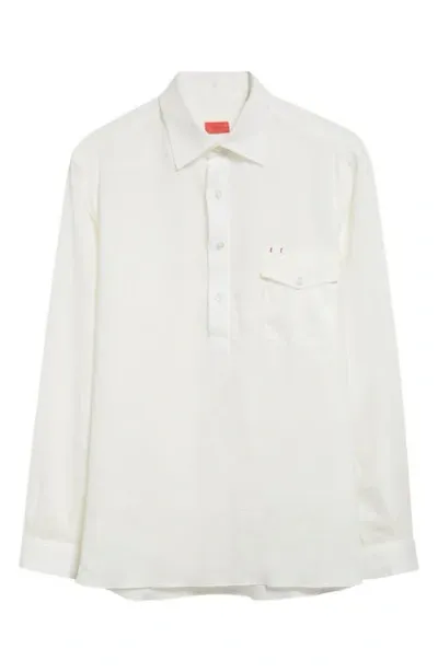 Isaia Linen Button-up Shirt In White