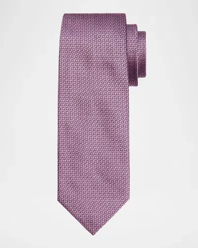 Isaia Men's Micro-geometric Silk Tie In Pink