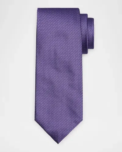 Isaia Men's Micro-geometric Silk Tie In Purple