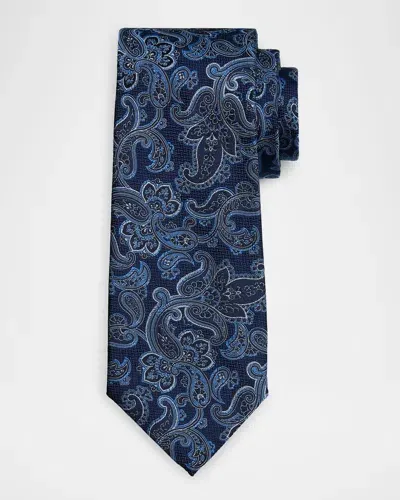 Isaia Men's Woven Paisley Silk Tie In Bright Blu