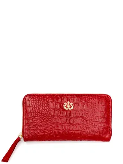 Isla Crocodile-embossed Leather Wallet In Red