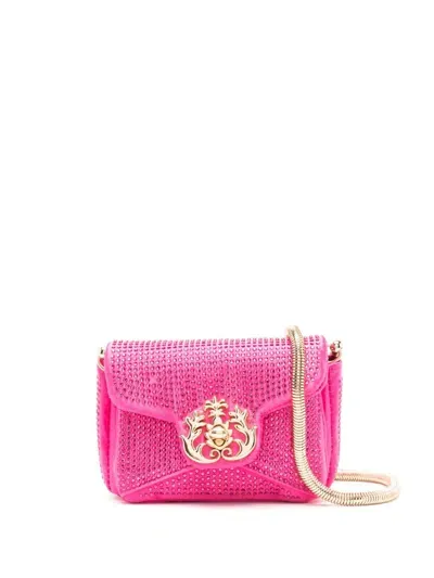 Isla Crystal-embellished Logo-plaque Shoulder Bag In Pink