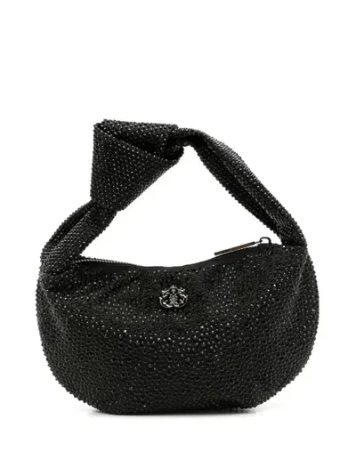 Isla Crystal-embellished Logo Shoulder Bag In Black