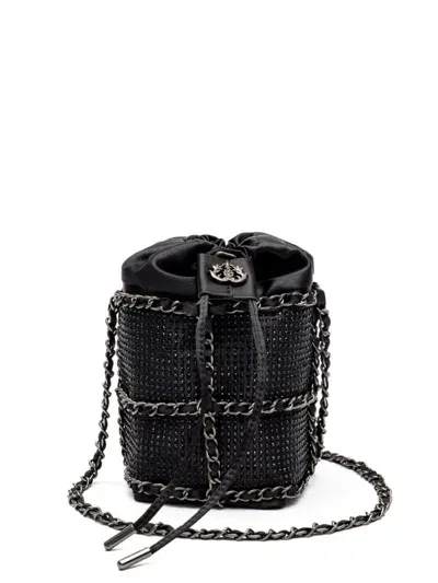 Isla Crystal Logo-plaque Bucket Bag In Black