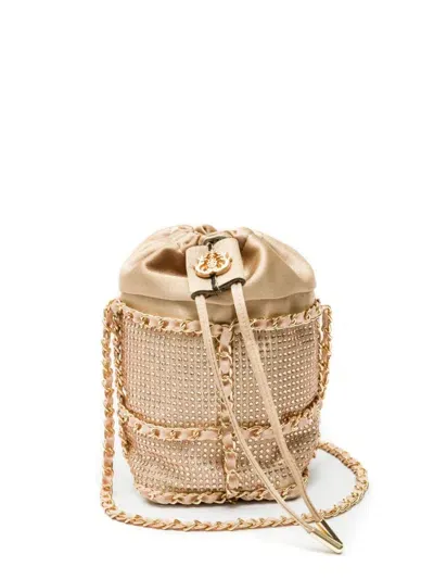 Isla Crystal Logo-plaque Bucket Bag In Neutrals