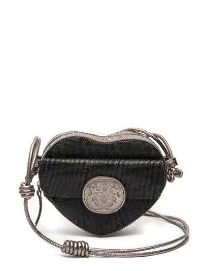 Isla Heart-shaped Leather-trim Shoulder Bag In Grey