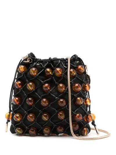 Isla Lara Bead-detailing Shoulder Bag In Black