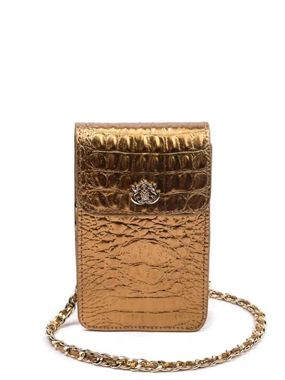 Isla Leather Phone Pouch In Gold