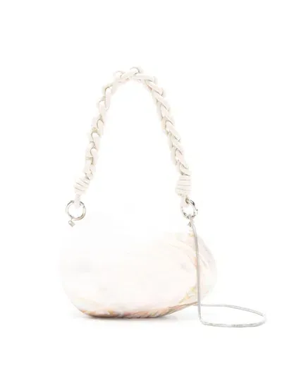 Isla Oval-design Braided-strap Shoulder Bag In Weiss