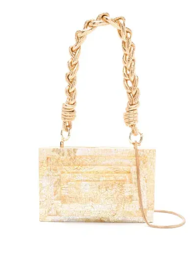 Isla Rectangle-body Braided-strap Shoulder Bag In Gold