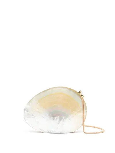 Isla Shell Mother-of-pearl Crossbody Bag In White