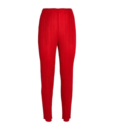 Issey Miyake Basics Straight Trousers In Red