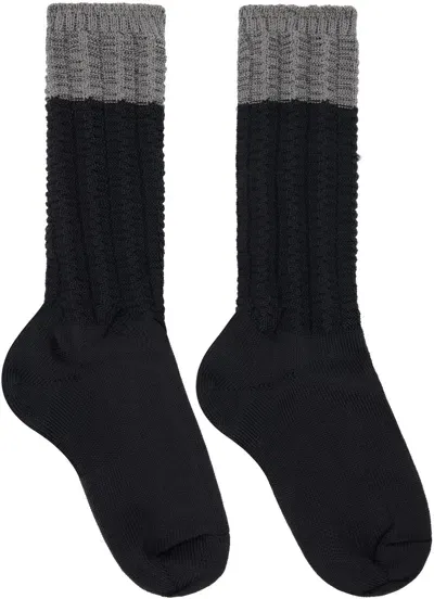 Issey Miyake Black & Gray Churros Socks In 黑色