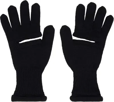 Issey Miyake Black Chunky Wool Acc Gloves In Blue