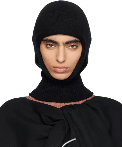 Issey Miyake Black Chunky Wool Balaclava