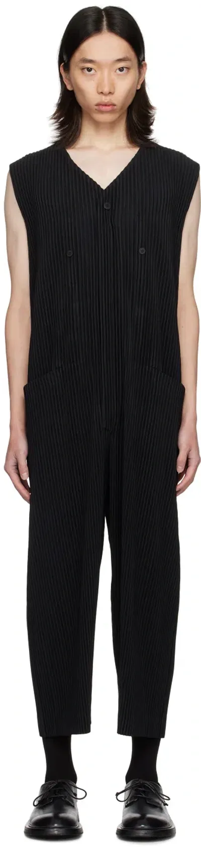 Issey Miyake Black Pleats Bottoms 1 Jumpsuit In 15-black