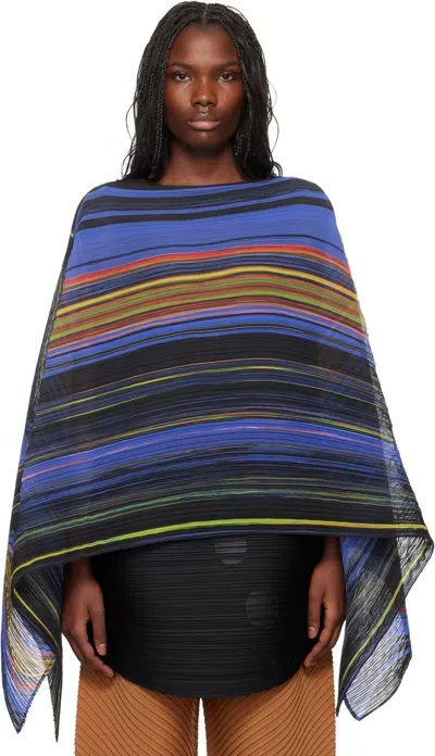 Issey Miyake Black Warp Madame-t Stole In Multi