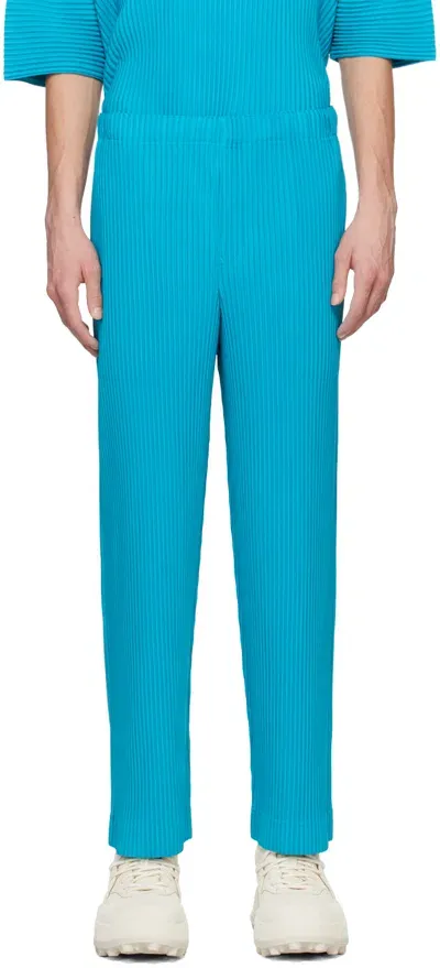 Issey Miyake Blue Monthly Color March Trousers In 74-turquoise Blue