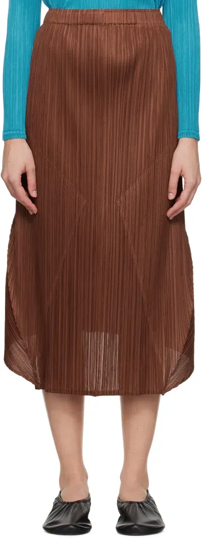 Issey Miyake Brown Thicker Bottoms 2 Midi Skirt In 44 Brown