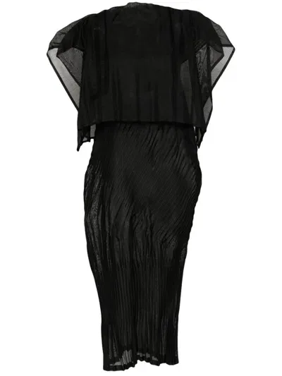 Issey Miyake Cumulus Sheer Midi Dress In Black