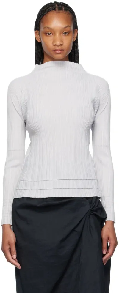 Issey Miyake Gray Soft Pleats Turtleneck In 10 Light Gray