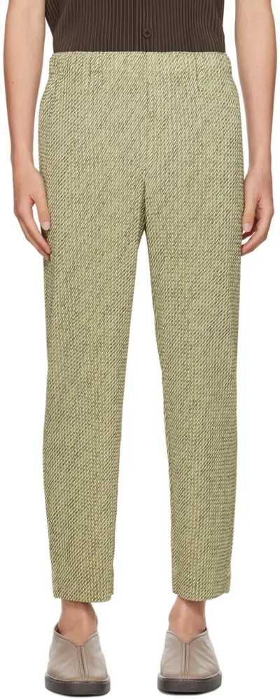 Issey Miyake Green Diagonals Trousers In 62-green