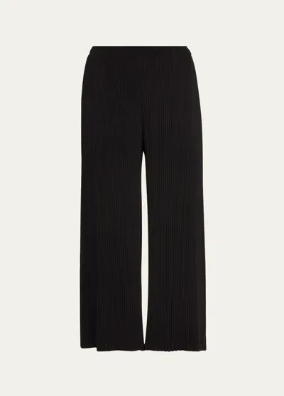 Issey Miyake Hatching Pleated Wide Leg Pants In Black