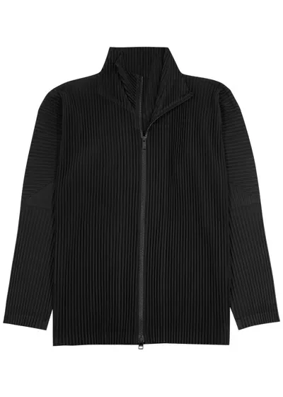 Issey Miyake Homme Plissé  Pleated Track Jacket In Black