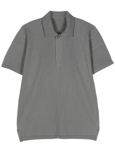 Issey Miyake Men's Mc May Pleated Polo Shirt In Grey