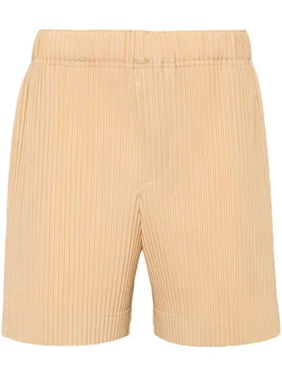 Issey Miyake July Pleated Shorts In Yellow