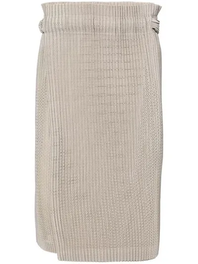 Issey Miyake Light Mesh Pleated Skirt In Grey