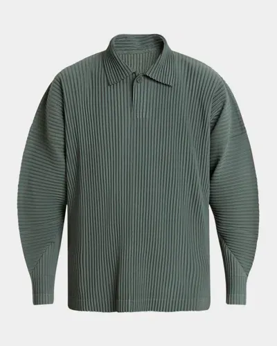 Issey Miyake Men's Mc October Pleated Polo Shirt In Green