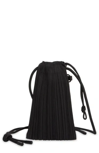 Issey Miyake Pleats Please  Mini Pleated Pouch Crossbody Bag In Black