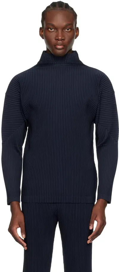 Issey Miyake Navy Basics Turtleneck In 75-navy