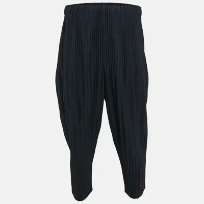 Pre-owned Issey Miyake Navy Blue Knit Pleated Trousers S