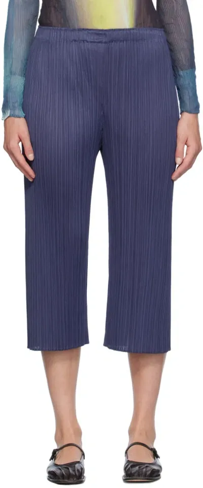 Issey Miyake Navy Monthly Colors August Trousers In 78 Grayish Navy