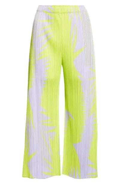 Issey Miyake Piquant Print Pleated Wide Leg Pants In Purple Onion