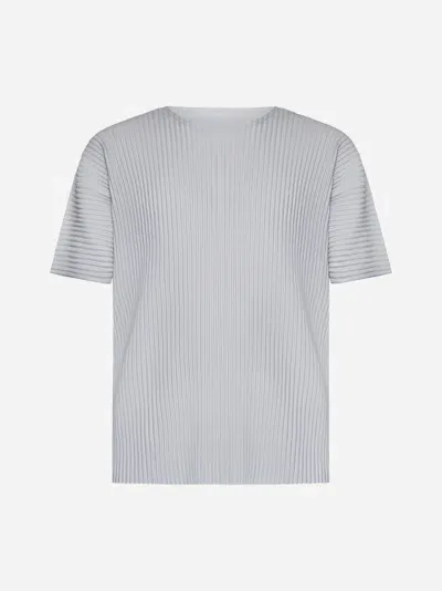 Issey Miyake Pleated Short-sleeve T-shirt In Light Gray