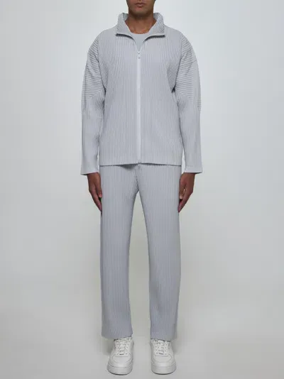 Issey Miyake Pleated Fabric Trousers In Light Grey